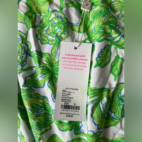 NWT LILLY PULITZER SHAW DRESS RESORT WHITE DAFFODIL HILL WOMENS XL - Picture 6 of 8
